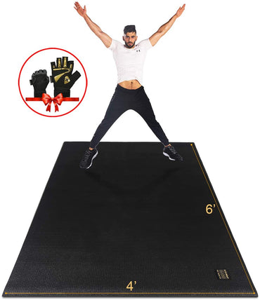 Gxmmat Large Exercise Mat 6'x4'x7mm, Thick Workout Mats for Home Gym Flooring, Extra Wide Non-Slip Durable Cardio Mat, High Density, Shoe Friendly, Perfect for Plyo, MMA, Jump Rope, Stretch, Fitness